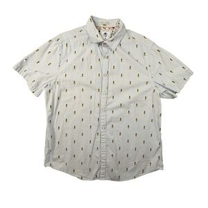 Denim & Flower Ricky Singh Men's XL Blue White Striped Pineapple AOP SS Shirt